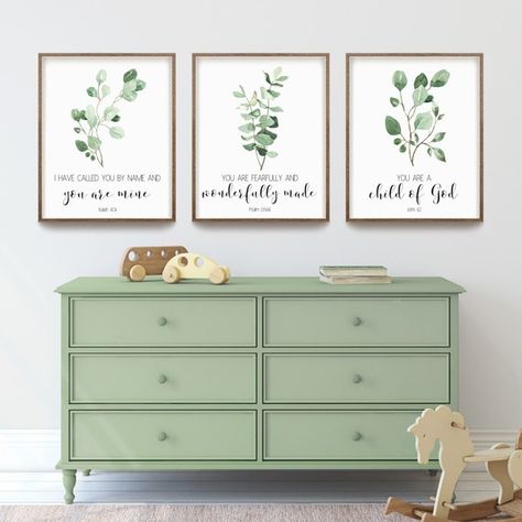 Eucalyptus Nursery Decor, Sage Green Boy Nursery, Gender Neutral Nursery Green, Plant Themed Nursery, Sage Green Baby Room, Neutral Bedroom Wall Decor, Greenery Nursery Decor, Gender Neutral Bedroom, Sage Nursery