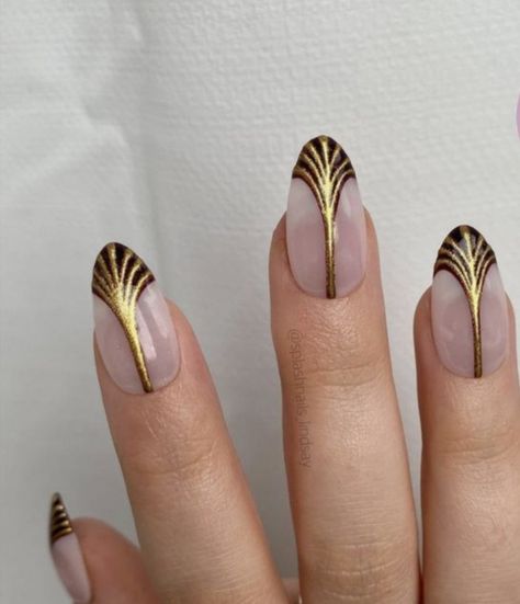 Roaring 20s Nails, 1920s Nails, Fall French Tip, Tip Nail Ideas, French Tip Nail Ideas, Witchy Nails, Art Deco Nails, Hippie Nails, Short Almond