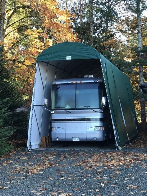 COVER-TECH | Portable Garages | RV Garages | Car Shelters Rv Shed Ideas, Rv Covered Parking, Carport Shade, Rv Garages, Rv Shelter, Rv Garage Plans, Rv Carports, Portable Carport, Diy Carport