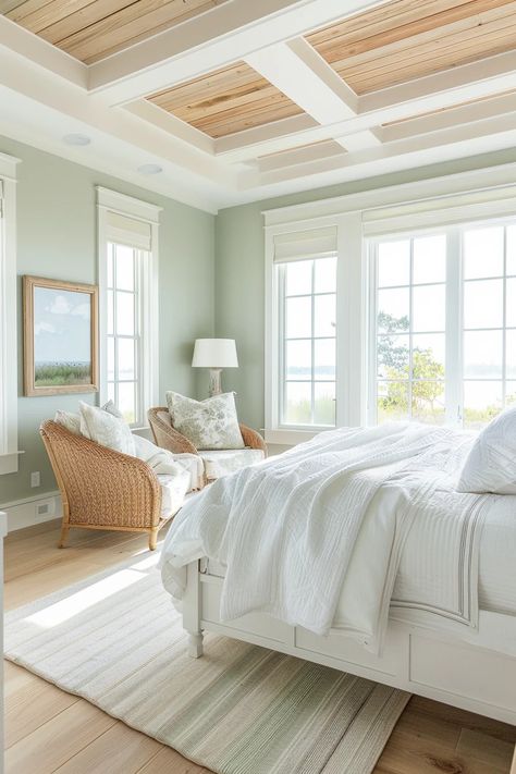 Light Green Bedroom Walls, White And Sage Green Bedroom, Pale Green Bedrooms, Soft Green Bedroom, Green Bedroom Paint, Sage Green Bedroom Ideas, Light Green Bedrooms, Green And White Bedroom, Sage Bedroom