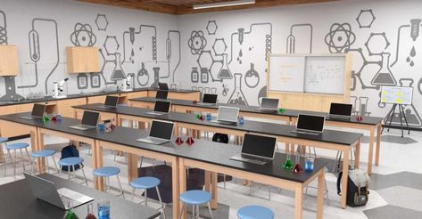 School Computer Lab Decor, Stem Lab Design, School Computer Lab Design, Computer Lab Design, Stem Classroom Decor, 21st Century Education, School Computer Lab, Education Design Interior, Steam Classroom