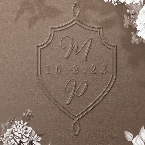 Elegant Couple's Wedding Script Monogram Emblem Embosser Wedding Emblem, Wedding Crest Monogram, Simple Classic Wedding, Army Wedding, Crest Monogram, Wedding Script, Crest Design, Honey Wedding, Couples Monogram