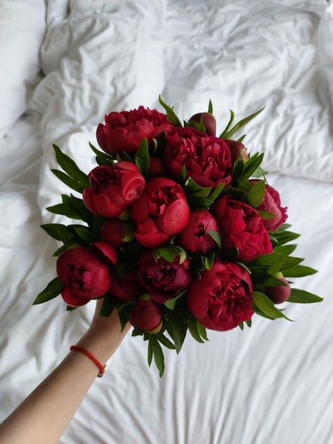 Red Peony Bridal Bouquet, Red Peony Bouquet, Boquette Flowers, Red Peonies, Nothing But Flowers, Flower Therapy, Peonies Bouquet, Flowers For You, Beautiful Bouquet Of Flowers