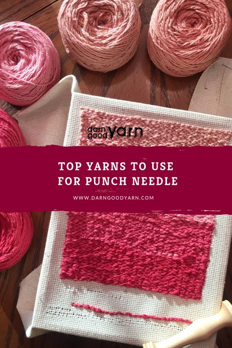 We've compiled a list of the best yarn for punch needle! Come learn more about punch needle and which yarns will give you amazing, beautiful results. Punch Needle Sweatshirt, Ultra Punch Needle, Punch Needle Yarn, Punch Needling, Crochet Tools, Knitting Tools, Ribbon Yarn, Linen Yarn, Creative Lifestyle