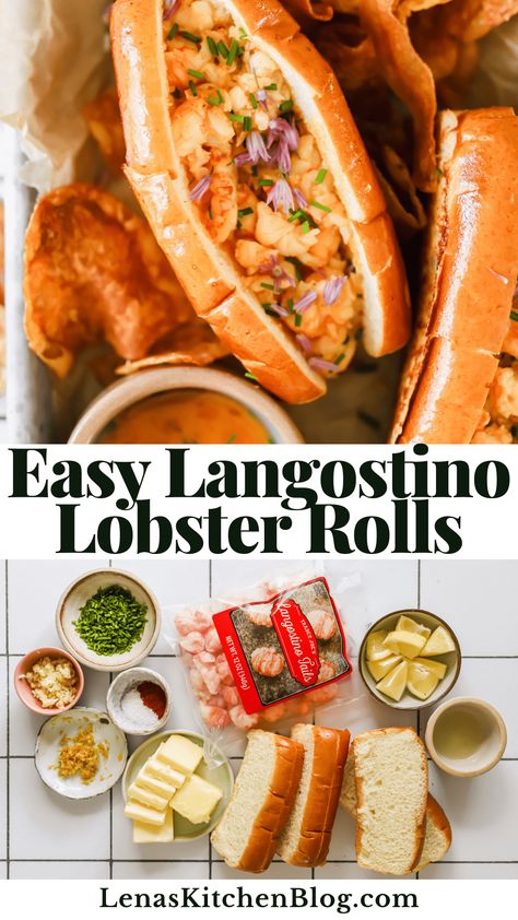 Langostino Lobster Rolls are the ultimate summer meal! They’re brimming with sweet, tender langostino lobster meat bathed in a tangy and aromatic garlic-lemon butter. Packed into buttery brioche rolls, this recipe is a quick and satisfying meal that will transport you straight to the New England seaside! Trader Joes Lobster Roll, Trader Joe’s Lobster Roll, Lobster Langostino Recipes, Trader Joe’s Langostino Tails Recipes, Best Lobster Roll Recipe, Langostino Lobster Rolls, Lobster Roll Sliders, Warm Lobster Roll Recipe, Trader Joes Langostino Tails Recipes