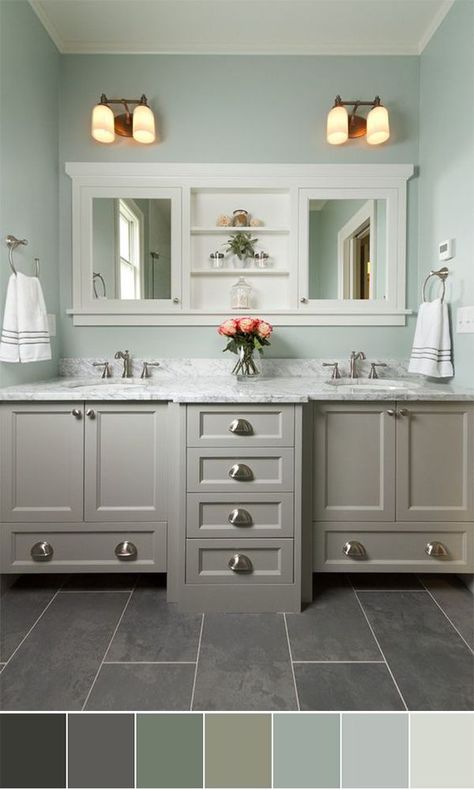 Like the cabinet between the mirrors... like bath color but the base cabinets look off balance with the center cabinet going all the way to the floor Graveyard Party, Marinated Mozzarella, Potato Souffle, Appetizers Ideas, Mozzarella Balls, Mint Walls, Popcorn Balls, Halloween Sweets, Bathroom Color Schemes