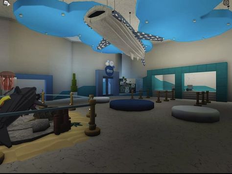 Aquarium Bloxburg, Bloxburg Aquarium Decals, Bloxburg Mall, Bloxburg Tips, Bloxburg Town, Bloxburg Hacks, Hotel Design Architecture, Modern Family House, Hampton Home