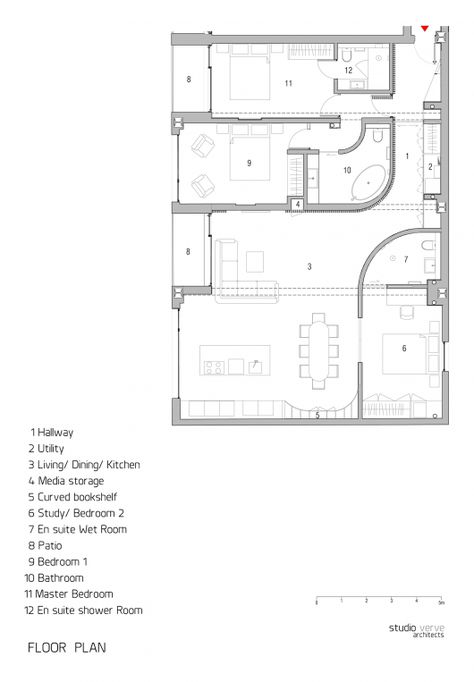 Cool design! I would rework this as the main floor of a house, add a mudroom/laundry room and combine the two bedrooms into a master. Loft Apartment Floor Plan, Loft Plan, En Suite Shower Room, Apartment Studio, Loft Ideas, Apartment Floor Plan, Apartment Floor Plans, Barn Plans, Apartment Plans