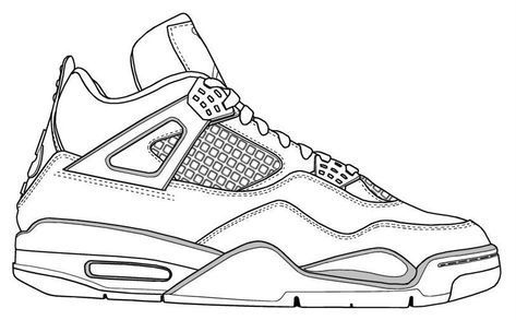 Sneakers Sketch, Sneakers Illustration, Impressive Art, Shoe Template, Sneakers Drawing, Air Jordan Retro 4, Shoe Sketches, Jordan Retro 4, Shoe Design Sketches