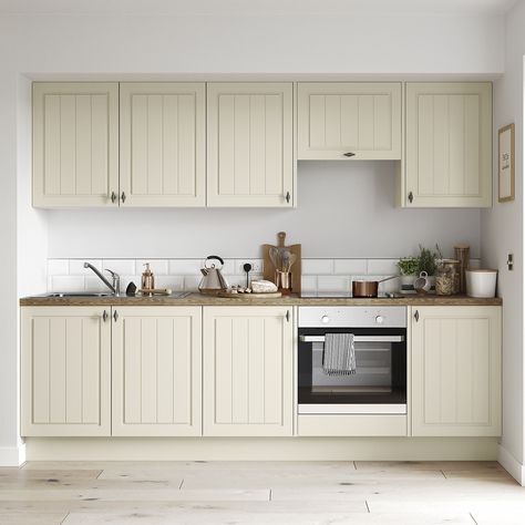 Create a fresh new look and transform your existing kitchen units with our range of replacement cupboard doors, trims, plinths and panels.With its classic tongue and groove design, the Homebase Country Shaker range offers a timeless style which allows you to achieve the country kitchen look. Delicately finished, the Country Shaker range has a traditional style with a warm cream finish, ready to turn any kitchen in to a luxury space in the home.What's included?1 x 497mm kitchen cabinet doorNot includedHandlesHingesCarcassShop our range of HandlesPlease note - not all kitchen cabinets are the same size (particularly the height) so please check the sizes of our doors before buying. For fitting to non-Homebase kitchen cabinets, we recommend measuring your existing cabinet doors to ensure your Butter Cream Kitchen Cabinets, Shaker Kitchen Cream, Bone White Kitchen Cabinets, Mushroom Shaker Kitchen, Panelled Kitchen Cabinets, Light Beige Kitchen Cabinets, White Cream Kitchen, Kitchen Cream Cabinets, 1930s Kitchen Cabinets