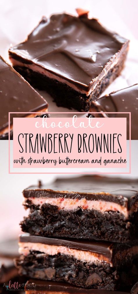 Homemade Strawberry Frosting, Strawberry Brownies Recipe, Dessert Bars Recipes Easy, Chip Recipes, Desserts With Chocolate Chips, Paris Bakery, Strawberry Brownies, Brownie Frosting, Covered Strawberry