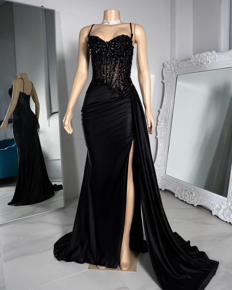 Last swipe is a video 😎 Tiana Gown in black is now in-stock and ready to ship! www.LyniraLabel.com Black Prom Dress Inspiration, Black Evening Dress Elegant, Black Prom Dress Long, Black Prom Dresses Long, Satin Black Dress, Matric Dress, Prom Dresses Long Black, Ball Outfit, Dinner Dresses