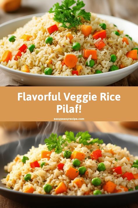 Easy Vegetable Rice Pilaf Recipe: Flavorful & Nutritious Side Dish Rice Veggie Recipes, Rice And Veggies Recipes, Rice With Vegetables Recipe, Easy Rice Sides, Quick And Easy Rice Side Dishes, Creamy Rice Side Dish, Easy Healthy Side Dishes For Dinner, Easy Rice Pilaf Recipe, Side Rice Dishes