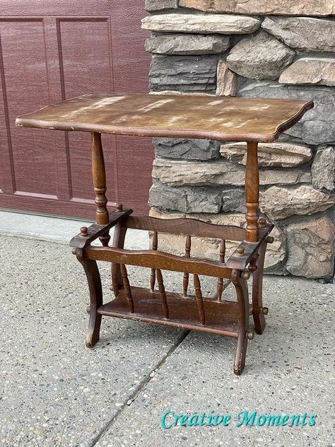 Juniper is Not Only a Tree! but Actually a Vintage Accent Table | Hometalk Refinished Chairs, Milk Paint Furniture, Side Table Makeover, Diy Furniture Decor, White Lightning, Vintage Side Table, Wood Knobs, Table Makeover, Painted Chairs