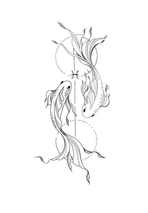 Pisces Tattoo Drawing, Sun And Moon Koi Fish, Piceses Tattoo, Pisces Drawing, Pisces Tattoo Designs, Pisces Tattoo, Koi Tattoo Design, Tier Tattoo, Pisces Tattoos