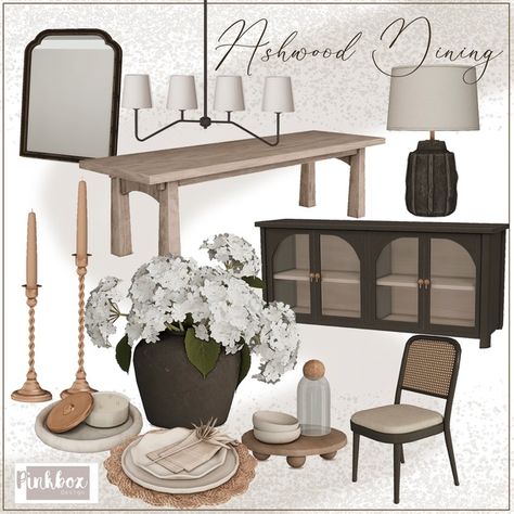 Ashwood Dining | Patreon Sims 4 Dining Cc, Pinkbox Anye, Cozy Furniture, Sims 4 House Building, Dining Room Cozy, Sims 4 Cc Furniture, Sims 4 Cc Packs, Sims 4 Collections, Sims4 Cc