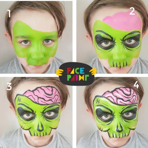 Halloween Comic Zombie Face Paint Design by Linnéa – Facepaint.com Face Paint Zombie, Zombie Face Makeup, Kids Zombie Makeup, Zombie Face Paint, Halloween Face Paint Designs, Easy Halloween Face Painting, Halloween Makeup For Kids, Maquillage Halloween Simple, Halloween Face Paint