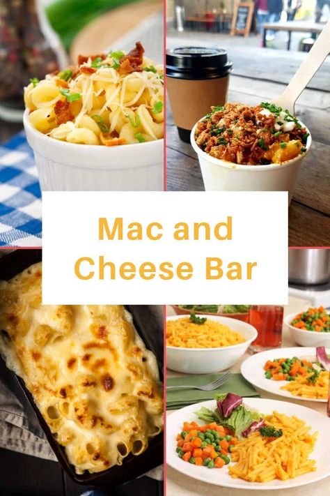 Wondering how to take your mac and cheese bar to the next level? Here are some amazing mac and cheese toppings that you can set up at the bar! Max And Cheese Bar Toppings, Mac And Cheese Party Decorations, Mac And Cheese Station Wedding, Toppings For Mac And Cheese, Mac And Cheese Bar Parties, Mac Cheese Bar, Loaded Mac And Cheese Bar, Macaroni And Cheese Toppings, Max And Cheese Bar