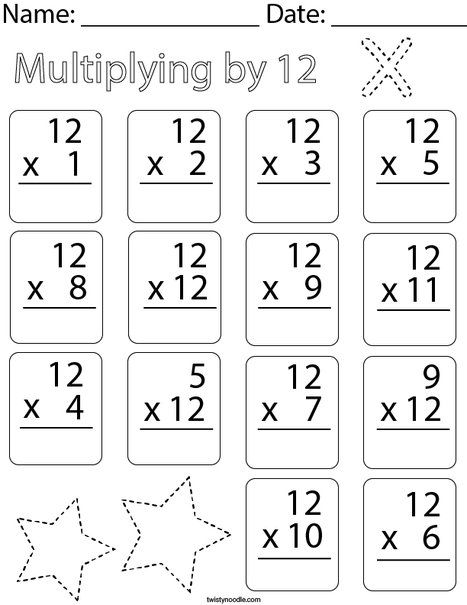 Multiplying by Twelve Math Worksheet - Twisty Noodle Multiply Worksheet Grade 2, Multiply By 2 Worksheet, Multiplication Activity For Grade 2, Multiply Worksheet, Multiplication By 2, Special Education Worksheets, Multiply By 2, Maths Syllabus, Multiplication Facts Worksheets