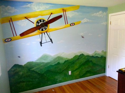 Airplane Mural, Pediatric Dental Office Decor, Baby Nursery Murals, Nursery Murals, Grey Room Ideas, Boys Room Mural, Safari Kids, Nursery Book, Christmas Thoughts