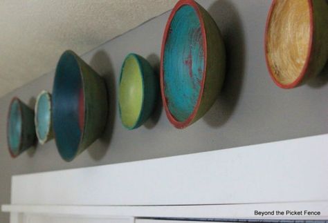 s 11 ways to make expensive looking home decor with a bowl, home decor, Hang them on the wall as decor Chic Candles, Pottery Barn Inspired, Rustic Bowls, Leaf Bowls, Beachy Decor, How To Hang, Diy Pottery, Funky Junk, Farm Decor