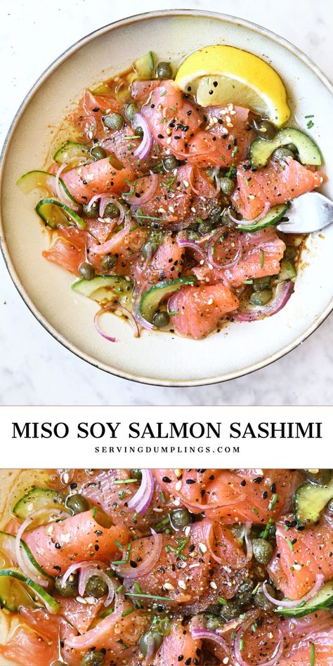 Sashimi Bowl, Soy Salmon, Sashimi Recipe, Salmon Sashimi, Healthy Salmon, Sushi Recipes, Salmon Recipe, Idee Pasto Sano, Baked Salmon