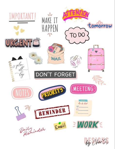 Goodnote Stickers, Everyday Stickers, Daily Planner Stickers, Notes Stickers, Free Printable Planner Stickers, Reminder Stickers, Stickers Digital, Planner Scrapbook, Planning Stickers