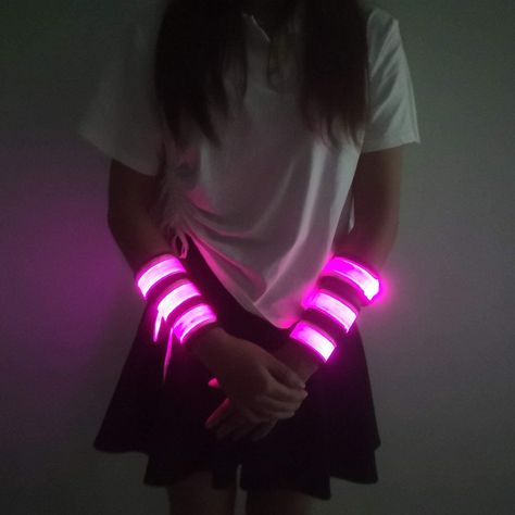 Neon Pink Bracelet, Pink Techwear, Work Moodboard, Glow Party Supplies, Neon Bracelets, Wrist Accessories, Slap Bracelets, Love Band, Glow Party