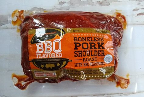 Aldi BBQ Flavored Boneless Pork Shoulder Roast with BBQ Seasoning Pulled Pork Crock Pot Recipes Bbq, Pork Shoulder Roast Crock Pot, Barbecue Pork Roast, Crockpot Pork Shoulder, Bbq Pork Shoulder, Bbq Pork Roast, Boneless Pork Shoulder Roast, Boneless Pork Roast, Crockpot Pork Roast