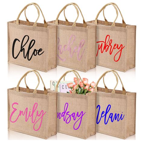 PRICES MAY VARY. Title: Lalala Gift Land Personalized Beach Burlap Bags w/Name for Women - 18 Vinyl Colors - Customized Large Jute Bag Gifts for Bridesmaids - Hand Bag for Girl Reusable Grocery Bags Birthday Wedding Gift C1. Product Type: Categories > Kitchen & Dining > Storage & Organization > Travel & To-Go Food Containers > Reusable Grocery Bags Goody Bags For Bachelorette Party, Welcome Gifts For Beach Wedding, Friends Weekend Gift Bags, Goody Bags For Womens Retreat, Birthday Trip Favors For Adults, Destination 40th Birthday Favors, Gift Bags For Bridesmaids, Bridesmaid Bags Bachelorette, 50th Birthday Goodie Bags