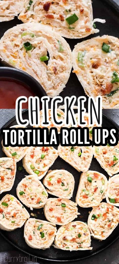 These chicken enchilada tortilla roll-ups is super easy to make and perfect finger food for any gatherings. They’re always a crowd pleaser! #gamedayappetizers #fingerfood #partyrecipes #tortillapinwheels #rollups #chickenrecipes #snacks Tortilla Pinwheels Recipe, Cream Cheese Roll Up, Chicken Roll Ups, Tortilla Rolls, Chicken Enchiladas Easy, Roll Ups Recipes, Roll Ups Tortilla, Chicken Rolls, Chicken Enchilada Recipe