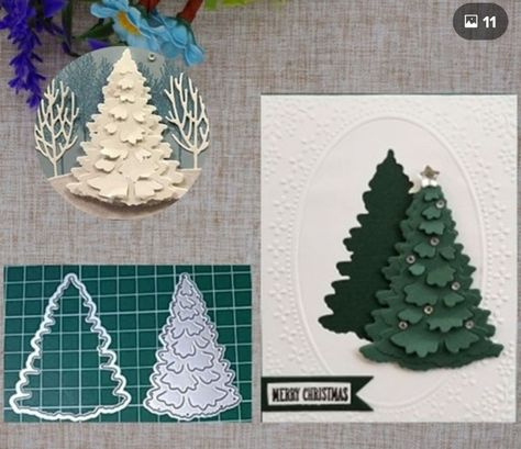 Christmas Tree Metal, Trending Diy, Diy Scrapbook Album, Cards Craft, Christmas Stencils, Navidad Diy, Embossed Paper, Embossed Cards, Stencil Crafts