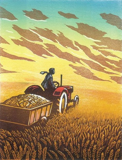 Chris Wormell, Art Nuovo, Indian Agriculture, Farmer Painting, Angie Lewin, Smart Farm, Rice Packaging, Tatoo Inspiration, Linocut Printmaking