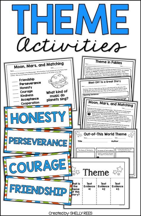 Teaching theme in the upper grades is easy using these fun theme activities, graphic organizers, foldables, interactive notebook, ideas, reading passages, and posters for anchor charts. Students in 3rd, 4th, 5th, and 6th grades love using sticky notes and finding text evidence as part of this unit. Understanding theme has never been easier than with these theme tips and examples! Worksheets For 4th Grade, Theme Worksheet, 4th Grade Reading Worksheets, Third Grade Worksheets, Teaching Theme, Language Arts Lesson Plans, English Ideas, Teaching Themes, Bilingual Classroom