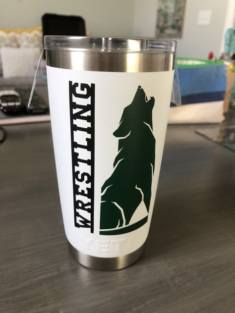 Wrestling High School, High School Wrestling, Yeti Cup Designs, Yeti Cup, Cricut Projects Vinyl, Vinyl Projects, Cricut Vinyl, Cup Design, Shot Glass