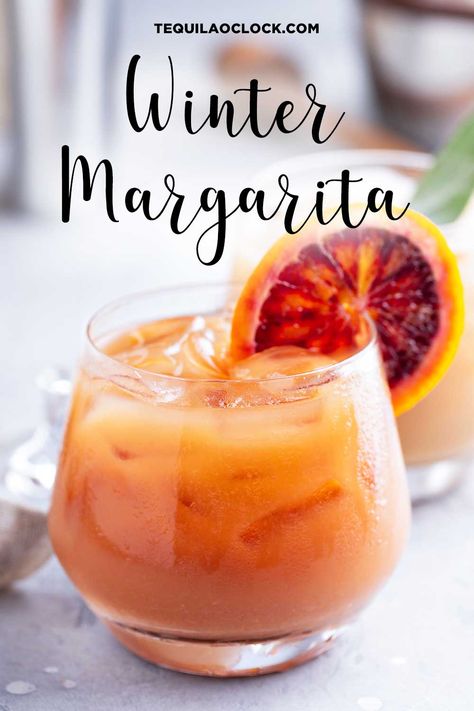 Winter Margarita with Reposado Tequila Winter Margarita Recipe Pitcher, Spiced Christmas Margarita, Tequila Cocktails Winter Holiday Drinks, Festival Drinks Alcohol, Spicy Christmas Margarita, Thanksgiving Cocktails With Tequila, Hot Tequila Drinks, Cold Weather Alcoholic Drinks, Thanksgiving Cocktail Recipes Tequila