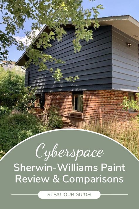 Wherein Williams Cyberspace, Gail Force Sherwin Williams, Sw Andiron Paint Exterior, Cyberspace Exterior Paint, Sherwin Williams Vinyl Safe Paint Colors, Mount Etna Sherwin Williams Exterior, Sw Cyberspace Exterior, Sherwin Williams Dark Night Exterior, Sherwin Williams Cyberspace Exterior