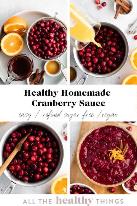 Healthy Cranberry Sauce, Fresh Cranberry Sauce, Cranberry Orange Sauce, Homemade Cranberry Sauce, Healthy Thanksgiving Recipes, Cranberry Sauce Recipe, Healthy Thanksgiving, Cranberry Sauce Homemade, Orange Sauce