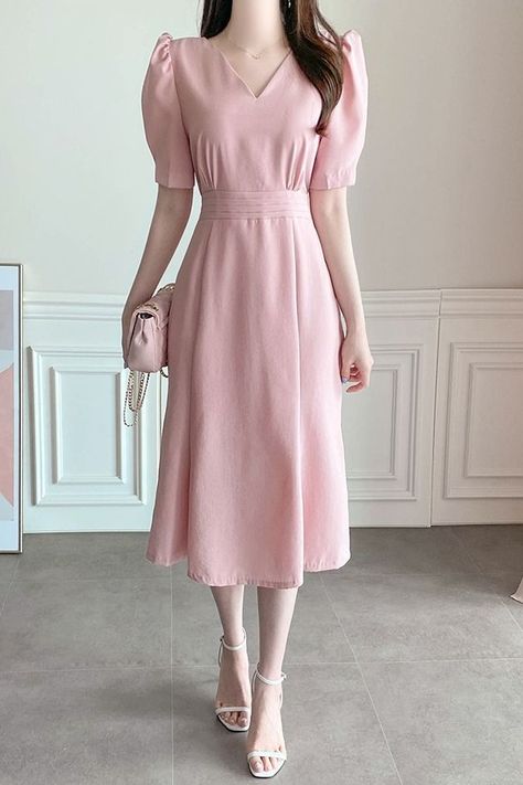 Korean Dress Summer Dress Summer Outfit Korean Fashion Korean Style Korean Dress Summer, Summer Outfit Korean, Heart Neck Dress, Flare Dresses For Women, Fit And Flare Dresses, Simple Frocks, Flare Dresses, Outfit Korean, K Fashion