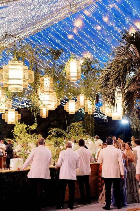 This Wedding in the Dominican Republic Was Full of Lush Details and Luxe Glamour Destination Wedding Dominican Republic, Lake House Wedding, Dominican Republic Wedding, Enchanted Wedding, Cabo Weddings, Wedding Lanterns, Outside Decorations, Wedding Abroad, Custom Bar