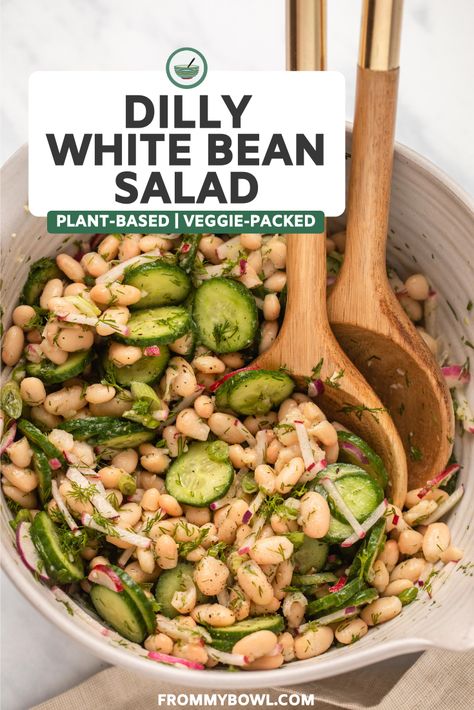 Bean Lunches Healthy, Dill Bean Salad, White Bean Lunch Ideas, Cucumber Bean Salad Recipes, Cucumber Dinner Recipes, White Bean Salad Recipes Healthy, Recipes With Fresh Dill, Shibboleth Diet, Fresh Dill Recipes