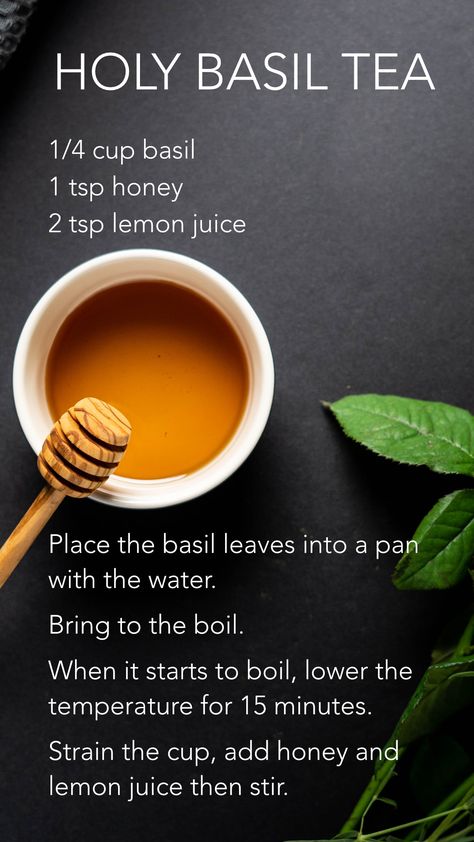 Sick Tea, Holy Basil Tea, Herb Drink, Basil Tea, Herb Drying, Toxic Free Living, Tea Remedies, Herbal Remedies Recipes, Healthy Homemade Recipes