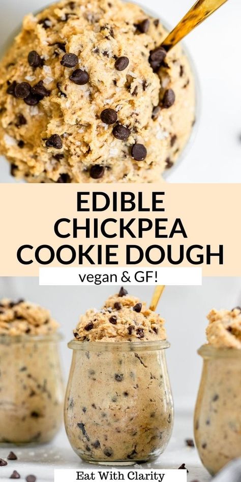 Chickpea Cookie Dough, Chickpea Cookies, Edible Cookie Dough Recipe, Vegan Cookie, Vegan Cookie Dough, Vegan Chickpea, Cookie Dough Recipes, Edible Cookies, Edible Cookie Dough