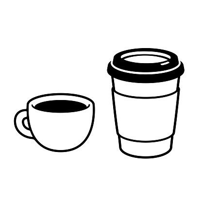 Coffee Cup Vector Illustration, Cup Coffee Illustration, Coffee Mug Drawing Simple, Coffee Cup Illustration Design, Coffee Cups Drawing, Coffee Mug Vector, Cup Of Coffee Illustration, Coffee Reference, Cups Drawing