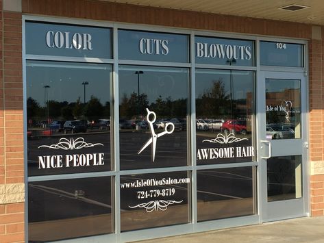 Hair Salon Door Design, Salon Door Design, Salon Window Decals, Salon Window Display Ideas, Salon Window Display, Barbershop Logo, Nail Salon Interior Design, Nail Salon Interior, Window Signage