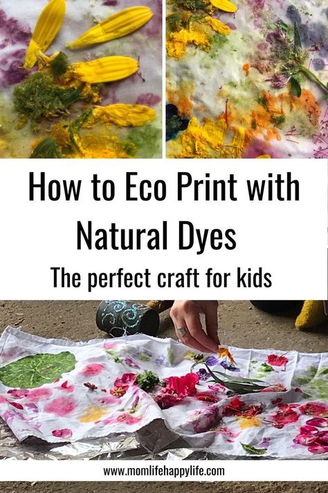 The perfect craft for kids. Teach your kids how Eco Print your own fabric table mats with natural dyes from leaves and flowers. DIY Tutorial. Eco Printing Textiles, Eco Dyeing Fabric, Natural Dyeing Techniques, Fabric Dyeing Techniques, Diy Dye, Eco Crafts, Dye Flowers, Natural Dye Fabric, Eco Dyeing