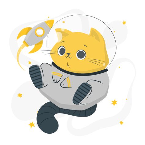 Astronaut Concept, Astronaut Drawing, Astro Cat, Cat Astronaut, Astronaut Illustration, Space Animals, Adventure Cat, Cute Cat Illustration, Galaxy Cat