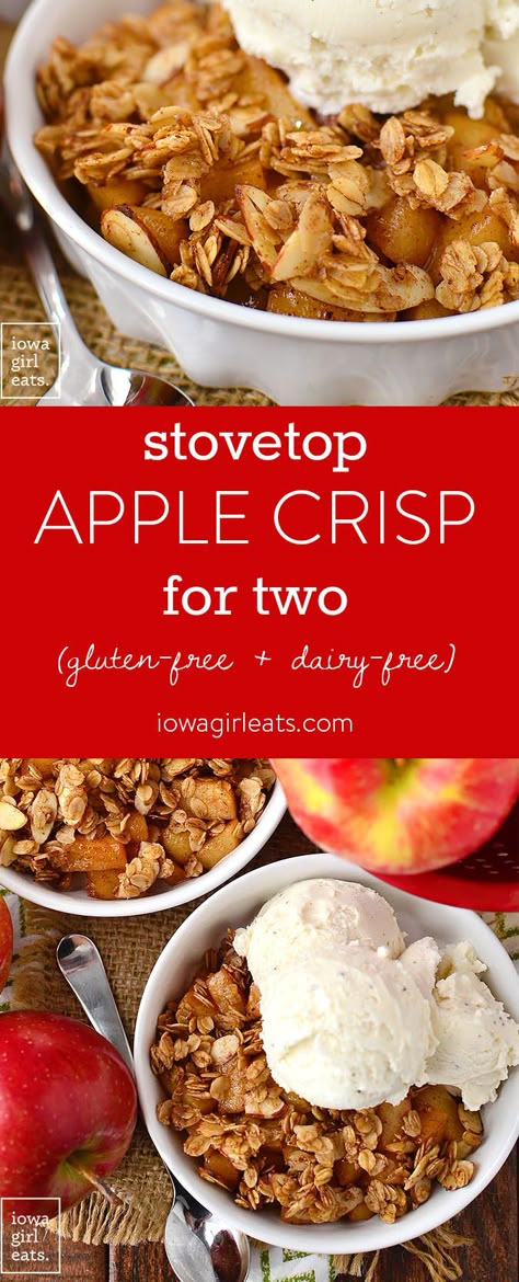 Apple Crisp For Two, Gluten Free Apple Recipes, Healthy Apple Crisp, Gluten Free Apple Crisp, Apple Crisp Easy, Iowa Girl Eats, Apple Crisp Recipes, Fall Dessert Recipes, Crisp Recipe