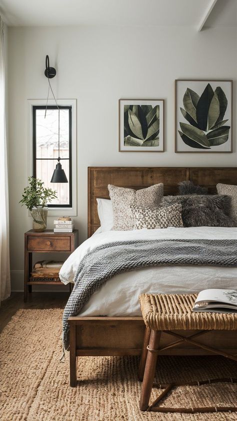 Refresh your bedroom on a budget with upcycled furniture. Discover how simple DIY updates can transform your space without breaking the bank. Modern Earthy Home, Modern Earthy Home Decor, Simple Guest Room, Bedroom Ideas On A Budget, Modern Bedroom Ideas, Bedroom On A Budget, Earthy Home Decor, Earthy Home, Earthy Bedroom