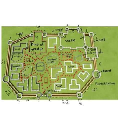 Minecraft House Layout With Numbers, Minecraft Town Map Layout, Minecraft Map Layout, Castle Floor Plan Minecraft, Village Map Design, Minecraft Kingdom Blueprints, Minecraft Island Layout, Minecraft Charts Building, Minecraft Fortress Blueprints